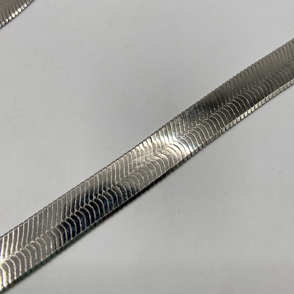 Sterling Silver Herringbone Necklace 3/8”W 20”L - Picture 8 of 12